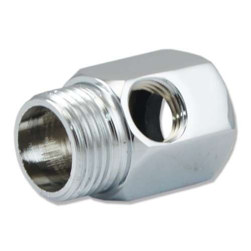 Chromowane przyłącze 1/2 cala z podłączeniem zaworu 1/4cala